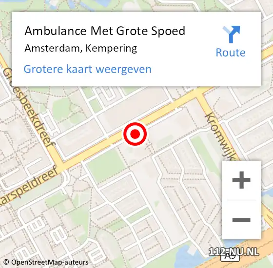 Locatie op kaart van de 112 melding: Ambulance Met Grote Spoed Naar Amsterdam, Kempering op 21 januari 2019 20:49