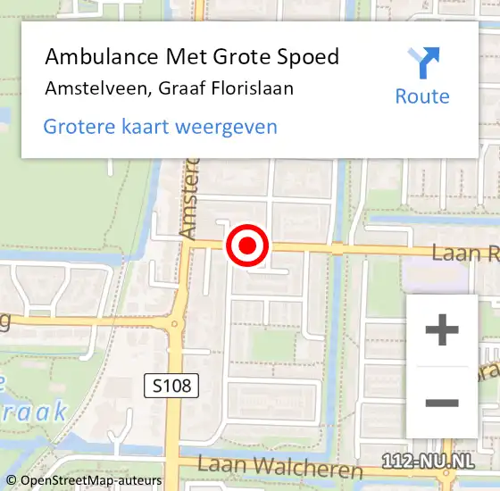 Locatie op kaart van de 112 melding: Ambulance Met Grote Spoed Naar Amstelveen, Graaf Florislaan op 21 januari 2019 21:01