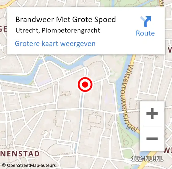 Locatie op kaart van de 112 melding: Brandweer Met Grote Spoed Naar Utrecht, Plompetorengracht op 21 januari 2019 21:14