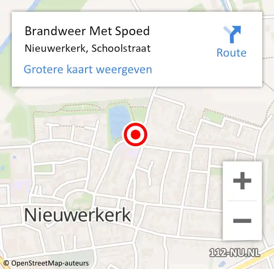 Locatie op kaart van de 112 melding: Brandweer Met Spoed Naar Nieuwerkerk, Schoolstraat op 21 januari 2019 22:14