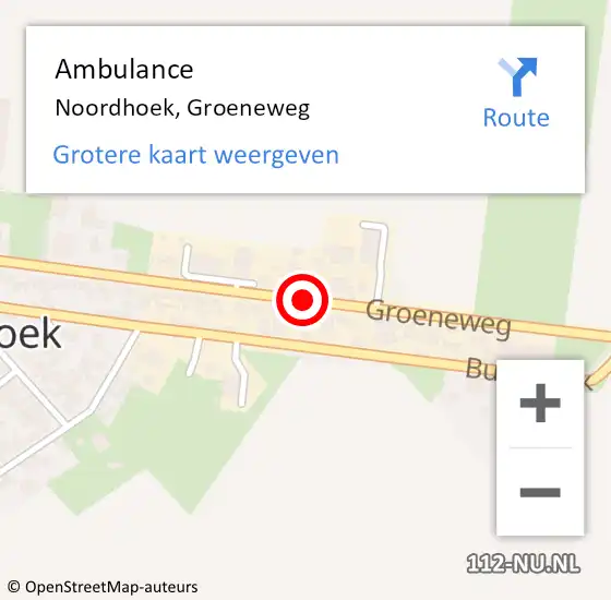 Locatie op kaart van de 112 melding: Ambulance Noordhoek, Groeneweg op 21 januari 2019 23:19