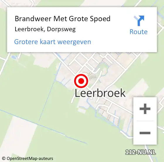 Locatie op kaart van de 112 melding: Brandweer Met Grote Spoed Naar Leerbroek, Dorpsweg op 21 januari 2019 23:31