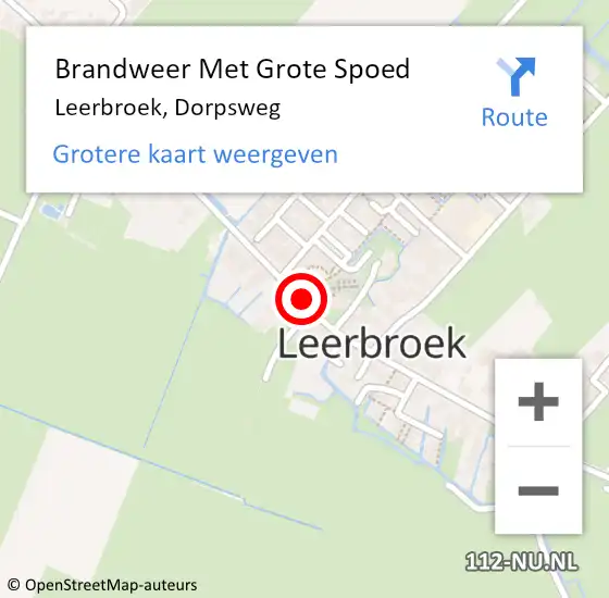 Locatie op kaart van de 112 melding: Brandweer Met Grote Spoed Naar Leerbroek, Dorpsweg op 21 januari 2019 23:37