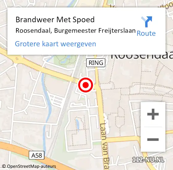 Locatie op kaart van de 112 melding: Brandweer Met Spoed Naar Roosendaal, Burgemeester Freijterslaan op 22 januari 2019 00:01
