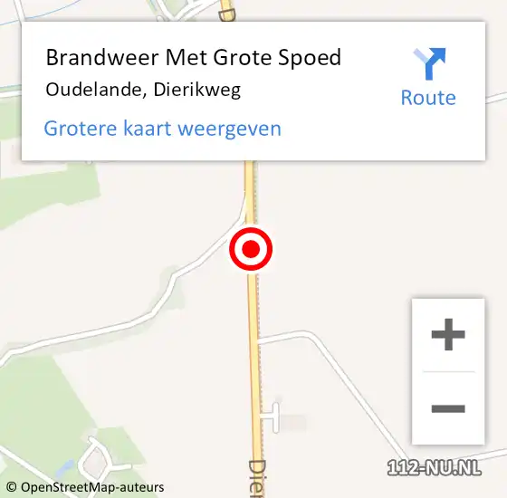 Locatie op kaart van de 112 melding: Brandweer Met Grote Spoed Naar Oudelande, Dierikweg op 22 januari 2019 00:12