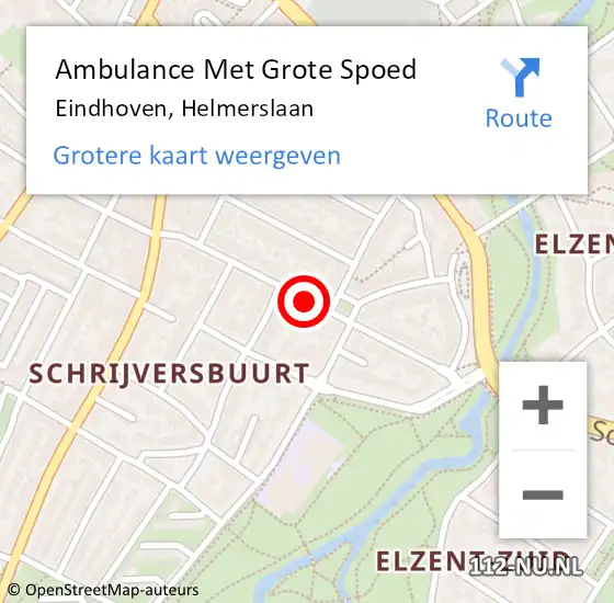 Locatie op kaart van de 112 melding: Ambulance Met Grote Spoed Naar Eindhoven, Helmerslaan op 22 januari 2019 00:48