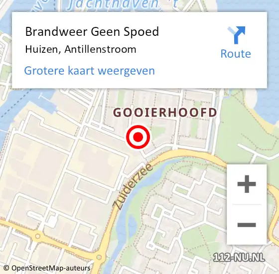 Locatie op kaart van de 112 melding: Brandweer Geen Spoed Naar Huizen, Antillenstroom op 21 maart 2014 09:20