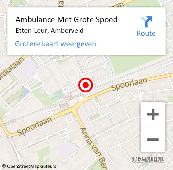 Locatie op kaart van de 112 melding: Ambulance Met Grote Spoed Naar Etten-Leur, Amberveld op 22 januari 2019 02:53