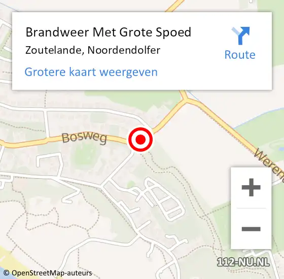 Locatie op kaart van de 112 melding: Brandweer Met Grote Spoed Naar Zoutelande, Noordendolfer op 22 januari 2019 03:08