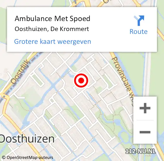 Locatie op kaart van de 112 melding: Ambulance Met Spoed Naar Oosthuizen, De Krommert op 22 januari 2019 07:09