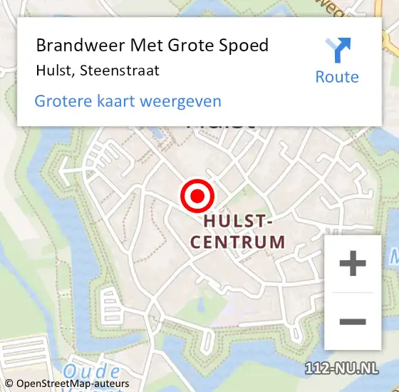 Locatie op kaart van de 112 melding: Brandweer Met Grote Spoed Naar Hulst, Steenstraat op 22 januari 2019 07:23