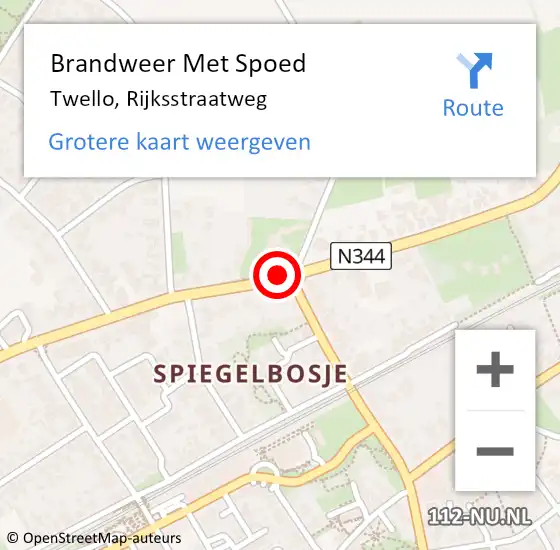 Locatie op kaart van de 112 melding: Brandweer Met Spoed Naar Twello, Rijksstraatweg op 22 januari 2019 08:33