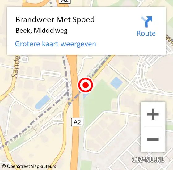 Locatie op kaart van de 112 melding: Brandweer Met Spoed Naar Beek, Middelweg op 22 januari 2019 08:47