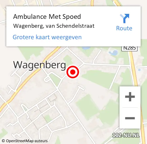 Locatie op kaart van de 112 melding: Ambulance Met Spoed Naar Wagenberg, van Schendelstraat op 22 januari 2019 10:20