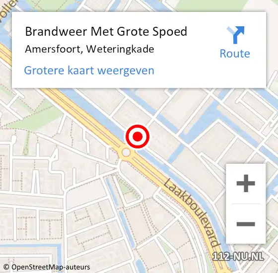 Locatie op kaart van de 112 melding: Brandweer Met Grote Spoed Naar Amersfoort, Weteringkade op 22 januari 2019 10:27