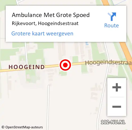 Locatie op kaart van de 112 melding: Ambulance Met Grote Spoed Naar Rijkevoort, Hoogeindsestraat op 22 januari 2019 11:01