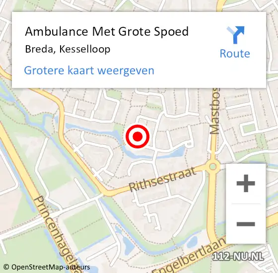 Locatie op kaart van de 112 melding: Ambulance Met Grote Spoed Naar Breda, Kesselloop op 22 januari 2019 11:18