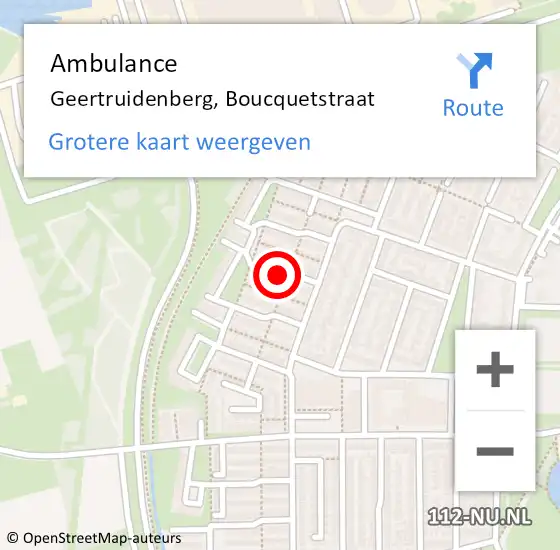 Locatie op kaart van de 112 melding: Ambulance Geertruidenberg, Boucquetstraat op 22 januari 2019 12:25