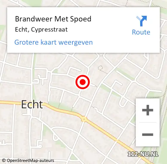 Locatie op kaart van de 112 melding: Brandweer Met Spoed Naar Echt, Cypresstraat op 22 januari 2019 12:56