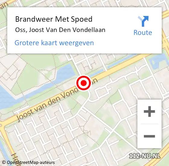 Locatie op kaart van de 112 melding: Brandweer Met Spoed Naar Oss, Joost Van Den Vondellaan op 22 januari 2019 13:51