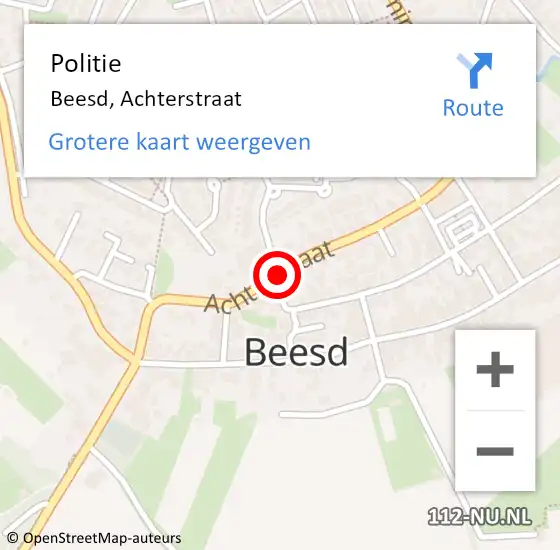 Locatie op kaart van de 112 melding: Politie Beesd, Achterstraat op 22 januari 2019 14:22