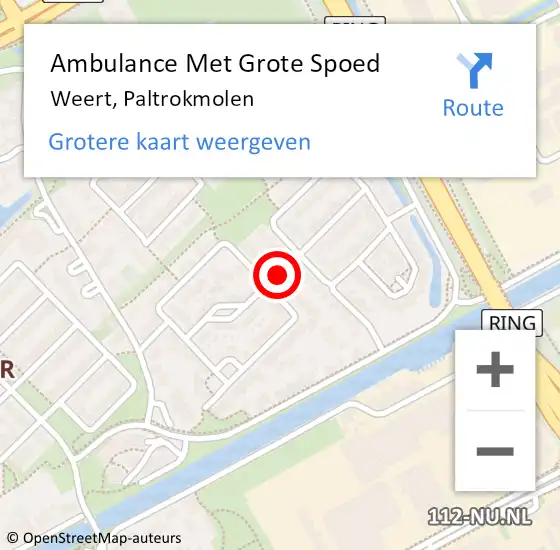 Locatie op kaart van de 112 melding: Ambulance Met Grote Spoed Naar Weert, Paltrokmolen op 22 januari 2019 14:32