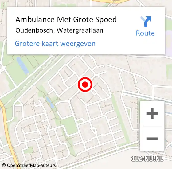 Locatie op kaart van de 112 melding: Ambulance Met Grote Spoed Naar Oudenbosch, Watergraaflaan op 22 januari 2019 14:41