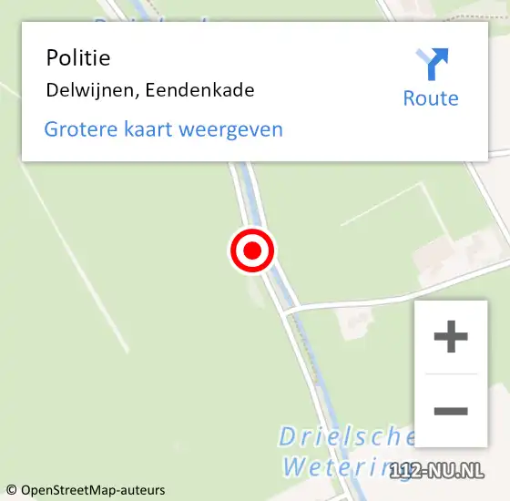 Locatie op kaart van de 112 melding: Politie Delwijnen, Eendenkade op 22 januari 2019 14:58