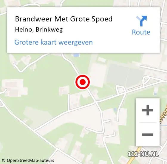 Locatie op kaart van de 112 melding: Brandweer Met Grote Spoed Naar Heino, Brinkweg op 22 januari 2019 15:07