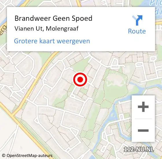 Locatie op kaart van de 112 melding: Brandweer Geen Spoed Naar Vianen Ut, Molengraaf op 22 januari 2019 15:40
