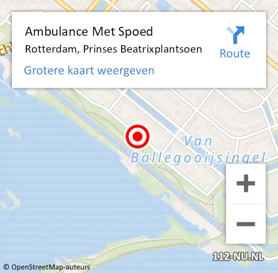 Locatie op kaart van de 112 melding: Ambulance Met Spoed Naar Rotterdam, Prinses Beatrixplantsoen op 22 januari 2019 15:44
