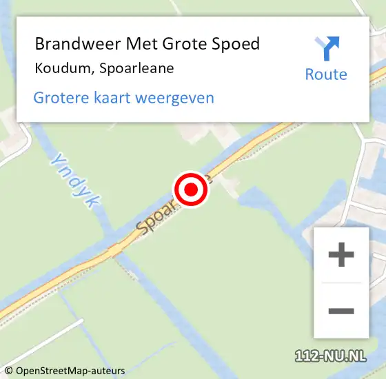 Locatie op kaart van de 112 melding: Brandweer Met Grote Spoed Naar Koudum, Spoarleane op 22 januari 2019 15:48