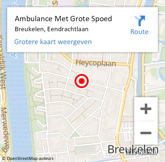 Locatie op kaart van de 112 melding: Ambulance Met Grote Spoed Naar Breukelen, Eendrachtlaan op 22 januari 2019 16:21