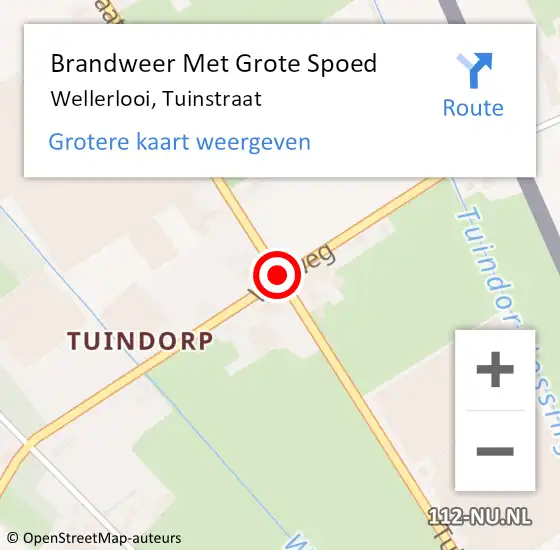 Locatie op kaart van de 112 melding: Brandweer Met Grote Spoed Naar Wellerlooi, Tuinstraat op 22 januari 2019 16:28