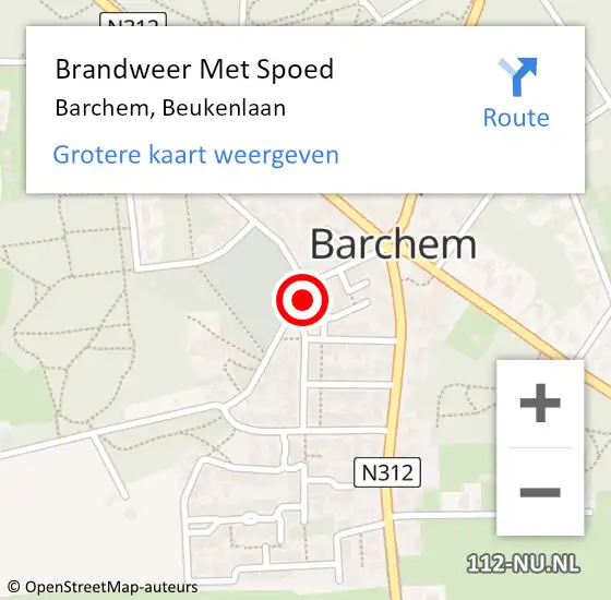 Locatie op kaart van de 112 melding: Brandweer Met Spoed Naar Barchem, Beukenlaan op 22 januari 2019 16:46