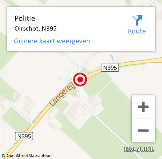 Locatie op kaart van de 112 melding: Politie Oirschot, N395 op 22 januari 2019 16:46
