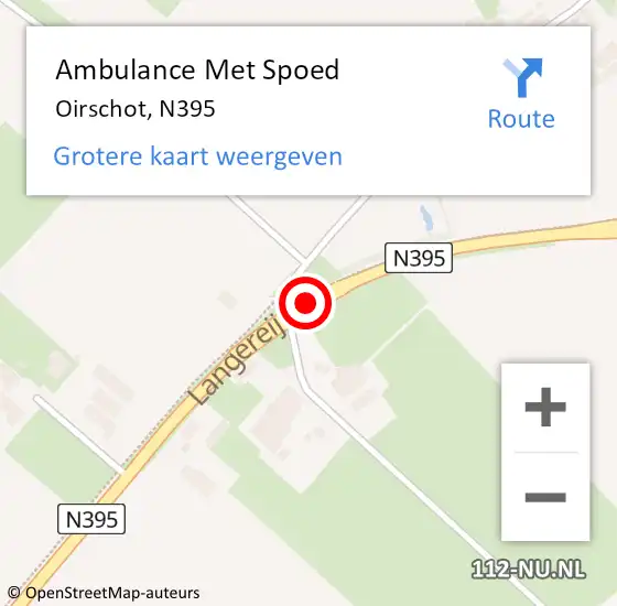 Locatie op kaart van de 112 melding: Ambulance Met Spoed Naar Oirschot, N395 op 22 januari 2019 16:47