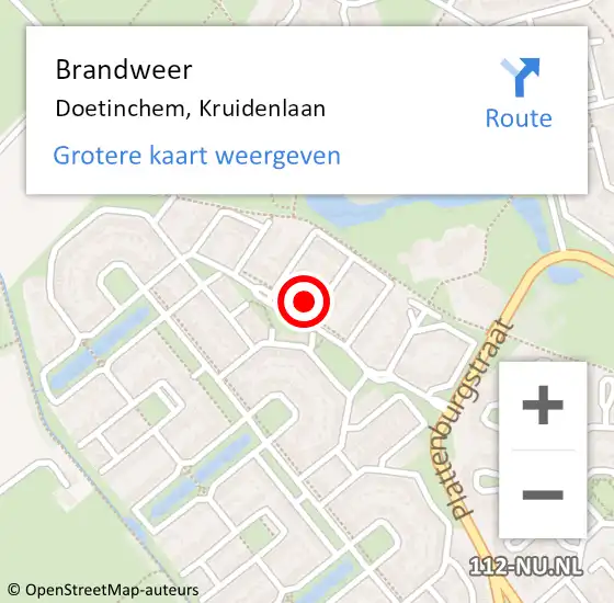 Locatie op kaart van de 112 melding: Brandweer Doetinchem, Kruidenlaan op 21 maart 2014 10:16