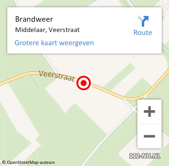 Locatie op kaart van de 112 melding: Brandweer Middelaar, Veerstraat op 22 januari 2019 17:04