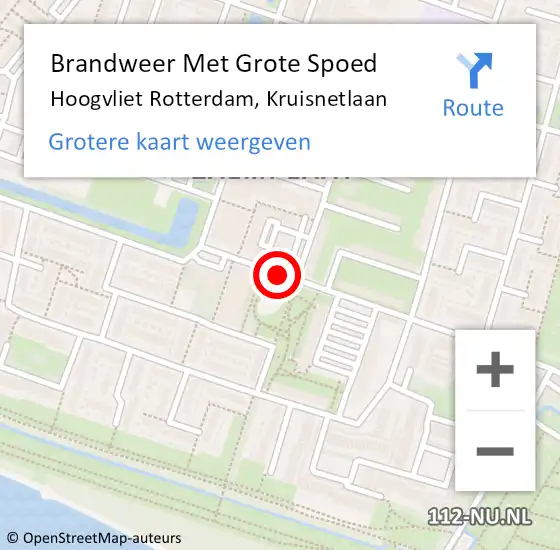 Locatie op kaart van de 112 melding: Brandweer Met Grote Spoed Naar Hoogvliet Rotterdam, Kruisnetlaan op 22 januari 2019 17:15