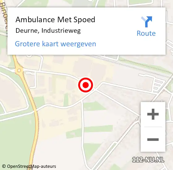 Locatie op kaart van de 112 melding: Ambulance Met Spoed Naar Deurne, Industrieweg op 22 januari 2019 17:41