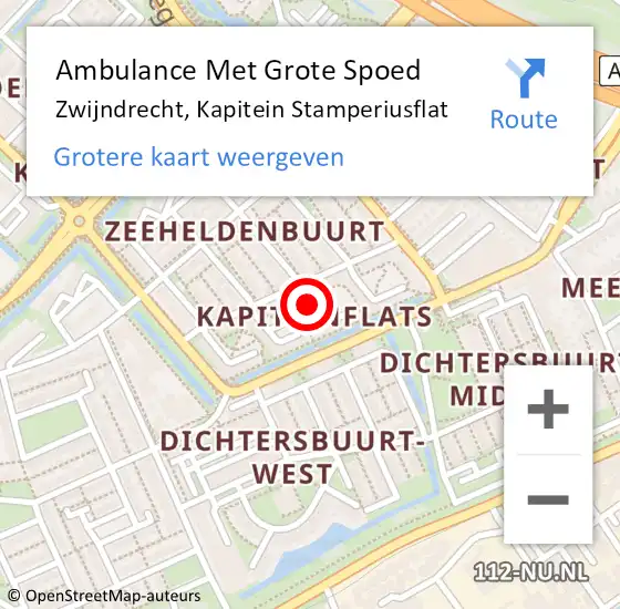 Locatie op kaart van de 112 melding: Ambulance Met Grote Spoed Naar Zwijndrecht, Kapitein Stamperiusflat op 22 januari 2019 18:21