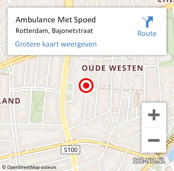 Locatie op kaart van de 112 melding: Ambulance Met Spoed Naar Rotterdam, Bajonetstraat op 22 januari 2019 18:31