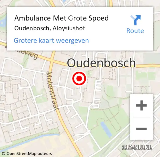 Locatie op kaart van de 112 melding: Ambulance Met Grote Spoed Naar Oudenbosch, Aloysiushof op 22 januari 2019 18:34