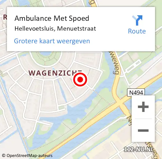 Locatie op kaart van de 112 melding: Ambulance Met Spoed Naar Hellevoetsluis, Menuetstraat op 22 januari 2019 18:37