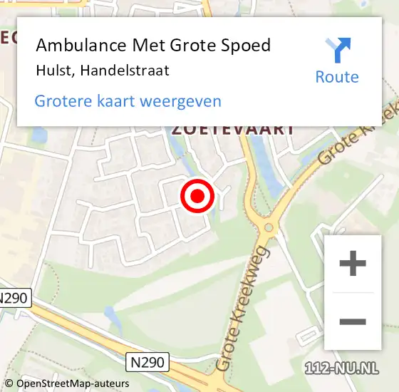 Locatie op kaart van de 112 melding: Ambulance Met Grote Spoed Naar Hulst, Handelstraat op 22 januari 2019 19:17
