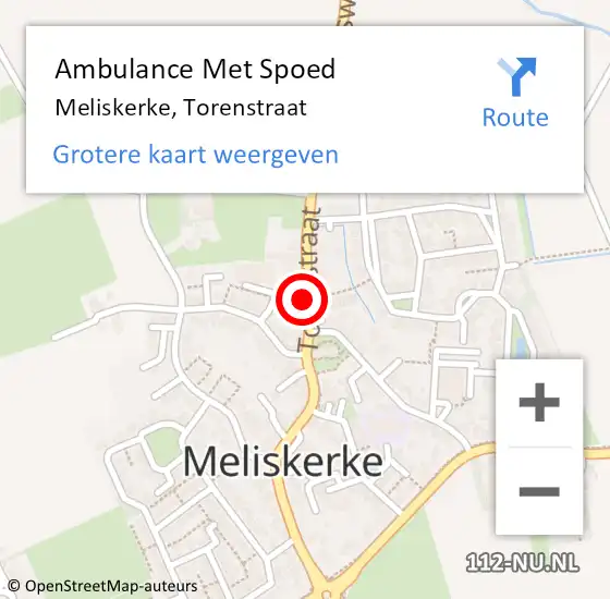 Locatie op kaart van de 112 melding: Ambulance Met Spoed Naar Meliskerke, Torenstraat op 22 januari 2019 20:00