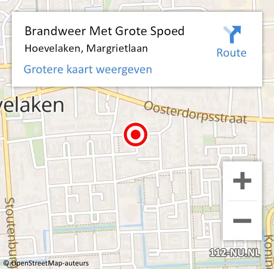 Locatie op kaart van de 112 melding: Brandweer Met Grote Spoed Naar Hoevelaken, Margrietlaan op 22 januari 2019 20:58