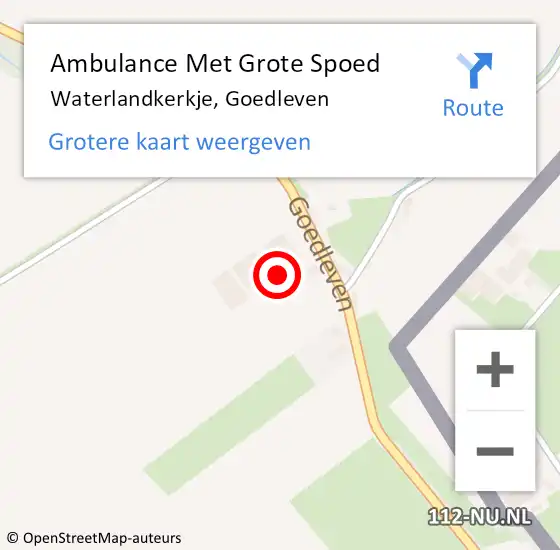 Locatie op kaart van de 112 melding: Ambulance Met Grote Spoed Naar Waterlandkerkje, Goedleven op 22 januari 2019 21:31