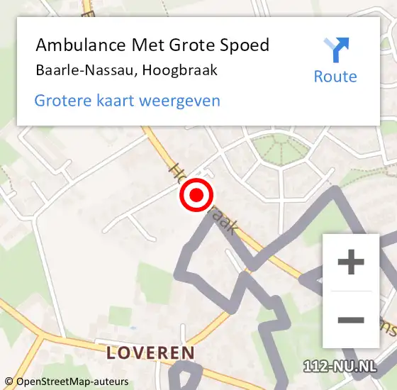 Locatie op kaart van de 112 melding: Ambulance Met Grote Spoed Naar Baarle-Nassau, Hoogbraak op 23 januari 2019 00:24